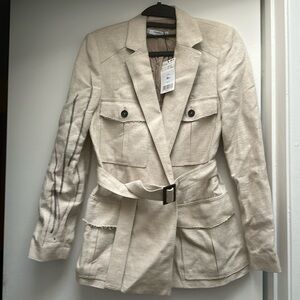 Mango suit, beige linen size small new with tags safari style